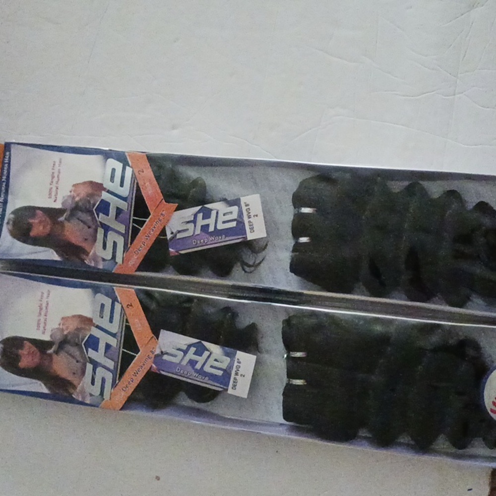 💯 Tangle free natural Human hair SHE  extensions Deep WAVING 8" no"2
